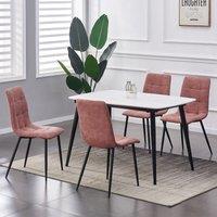 MCC Direct Set of 4 Faux Suede Leather Dining Chairs Henri in Dusty Pink