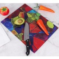 mysmartbuy Multicoloured Glass Cutting Board - Heat-Resistant Chopping Board Kitchen Worktop Saver & Countertop Surface Protector - 40 x 30cm