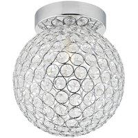 Modern Metal and Clear Beaded Glass IP44 Rated Bathroom Ceiling Light