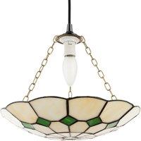 Happy Homewares Classic Amber Stained Glass Tiffany Pendant Lighting Shade with Coloured Diamonds in Green