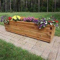 Woven Wood 1.4m Pine Raised Trough Planter in Natural