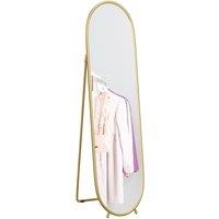 HOMCOM Oval Full Length Mirror with Metal Frame Hanging or Leaning in Gold