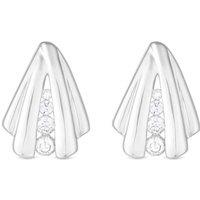 Simply Silver Women's Sterling Silver 925 Polished & Cubic Zirconia Shell Stud Earrings
