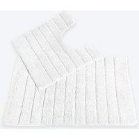 Allure Bath Fashions Ribbed Two Piece Bath Mat & Toilet Mat Set in White