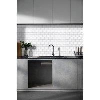 H&O Direct 10Pcs White Waterproof Scratch Resistant Rectangular Wall Stickers with Gray Frame