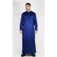 Thobez Men's Satin Emirati Thobe Islamic Clothing in Navy | Size: 56R