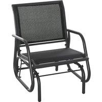 OUTSUNNY Outdoor Gliding Swing Chair Garden Seat with Mesh Curved Back Steel in Black