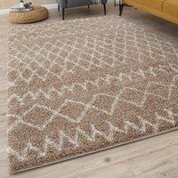 THE RUGS Soft Tangier Shaggy Rugs & Runners Beige & Ivory Living Room | Size: 160 cm x 230 cm