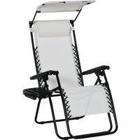 OUTSUNNY Zero Gravity Chair Adjustable Patio Lounge w/ Cup Holder in White