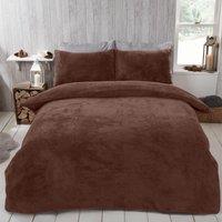 OHS Thermal Soft Teddy Fleece Duvet Cover Bedding Set in Chocolate | Size: King