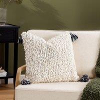 HOEM Cambre Boucle Tasselled Cushion in Black | Size: 50 cm x 50 cm