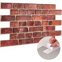 Novecrafto Self Adhesive 3D Wall Panels Brick & Stone Design 96cm x 48cm (6 Sheets) in Dark Red | Size: 96 cm x 48 cm