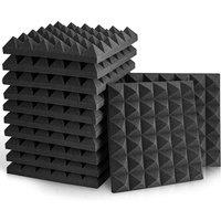 Novecrafto Self-Adhesive Acoustic Foam Wall Panels Sound Proofing Panels (12Pcs) in Black