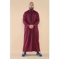 Thobez Men's Muslim Islam Eid Nehru Collar Thobe in Wine | Size: 58R