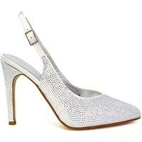 XY London Women's 'Divine' Diamante Pointed Toe Slingback Bridal High Heel Stilettos in White | Size: 5