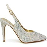XY London Women's 'Divine' Diamante Pointed Toe Slingback Bridal High Heel Stilettos in Ivory | Size: 7