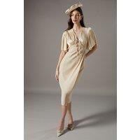 Satin Tie Front Tea Dress