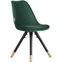 Life Interiors Single Sofia Ergonomic Modern Dining Chair Upholstered in Velvet, Metal Legs with Gold End Caps in Green