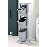 4-Tier Detachable Kitchen Fruit Vegetable Basket Storage Rack Laundry with Wheels Trolley Cart