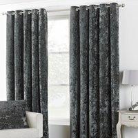 Paoletti Verona Crushed Velvet Eyelet Curtains in Metallic Silver | Size: 168 cm width x 229 cm drop
