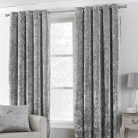 Paoletti Verona Crushed Velvet Eyelet Curtains in Silver | Size: 229 cm width x 183 cm drop