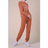 Enorsia Women's Feeling Sleepy Long Sleeve Pyjama Set in Orange | Size: 8