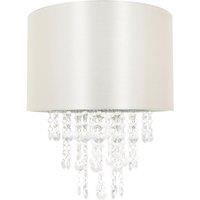 Happy Homewares Modern Satin Fabric Pendant Light Shade with Acrylic Droplets in Cream | Size: 12 inches