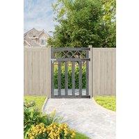 Living and Home 3x4 ft Grey Outdoor Lattice Top Wooden Garden Gate Waterproof Treatment Pedestrian Gate