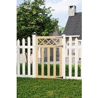 Living and Home 2.5x4 ft Outdoor Lattice Top Pale Wooden Garden Gate Waterproof Treatment Pedestrian Gate in Natural