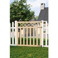 Living and Home 4x4 ft Outdoor Lattice Top Pale Wooden Garden Gate Waterproof Treatment Pedestrian Gate in Natural