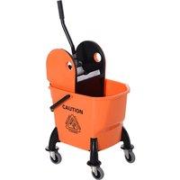 HOMCOM Mop Bucket on Wheels w/ Carry Handle, Mop Holder for Household Orange