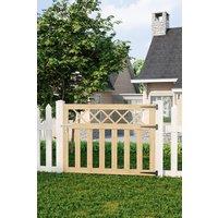 4x3 ft Outdoor Lattice Top Pale Wooden Garden Gate Waterproof Treatment Pedestrian Gate