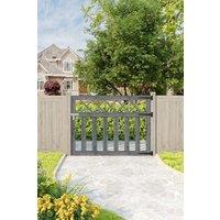 4x3 ft Grey Outdoor Lattice Top Wooden Garden Gate Waterproof Treatment Pedestrian Gate