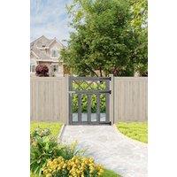 3 x 2.5 ft Grey Outdoor Lattice Top Wooden Garden Gate Waterproof Treatment Pedestrian Gate