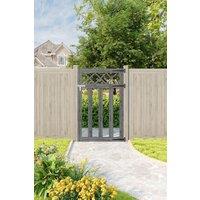 Living and Home 2.5x4 ft Grey Outdoor Lattice Top Wooden Garden Gate Waterproof Treatment Pedestrian Gate