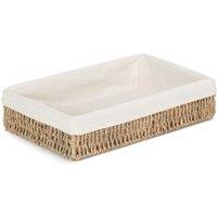 Red Hamper Seagrass Cotton Lined Rectangular Seagrass Tray in Natural