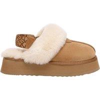 EverAu Australia Women's Real Sheepskin Wagtail Removable Strap Platform Slippers with EVA Sole in Brown | Size: 7