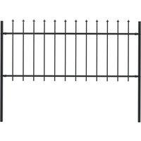 Berkfield Home Garden Fence with Spear Top Steel 1.7x0.8 m Black