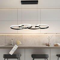 Modern 4 Rings Black Dimmable LED Chandelier with Remote