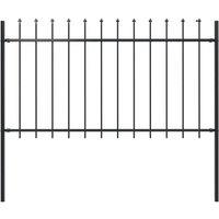 Berkfield Home Garden Fence with Spear Top Steel 1.7x1 m Black