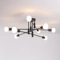 8 -Light Black Dimmable Sputnik Sphere Semi Flush Mount Pendant Light