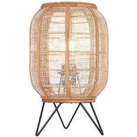 Netlighting Zaire Complete Table Lamp Natural Linen Natural Bamboo Matt Black in Brown