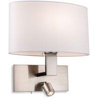 Netlighting Webster 1 Light Indoor Wall Light with Reading Lamp Brushed Steel Cream Shade E27 in Beige