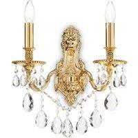 Netlighting Gioconda 2 Light Indoor Candle Wall Light Gold with Crystals E14