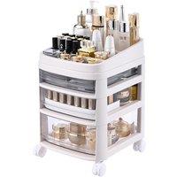 Living and Home 3 Tier Cosmetic Drawer Storage Trolley Mobile To Store Cosmetics Storage Box in White