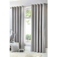 Fusion 'Cannes' 100% Cotton Black Out Plain Dyed Eyelet Curtains in Silver | Size: 168 cm width x 137 cm drop