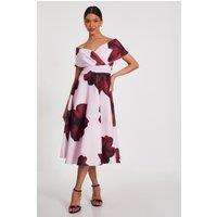 Quiz Women's Pale Pink Floral Skater Dress | Size: 8