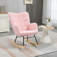 HOMCOM Nursing Rocking Chair Nursery Glider Rocker Armchair for Living Room in Pink