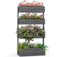 OUTSUNNY Raised Garden Bed Wooden Plant Stand Grey