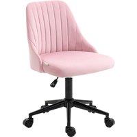 VINSETTO Velvet Office Chair with Adjustable Height & Wheels, Pink
